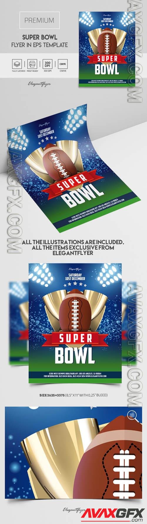 Super Bowl Premium Vector Flyer EPS Template