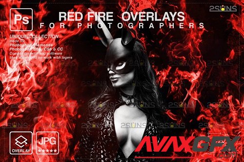 Fire background, Photoshop overlay, Burn overlays, Neon Red Fire V4 - 1447968