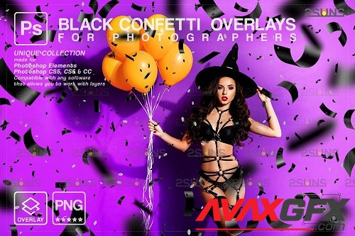 Halloween confetti photoshop overlay & Black Confetti png - 1583929