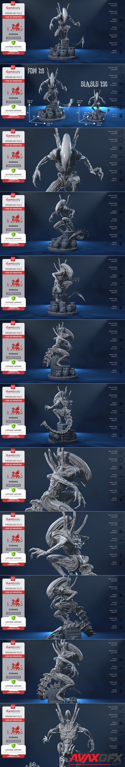 Alien Xenomorph in Diorama – 3D Printable STL