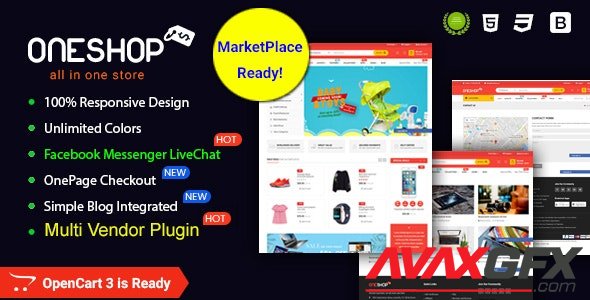 ThemeForest - OneShop v1.0.4 - Drag & Drop Muti-vendor & Multipurpose Responsive OpenCart 3 Theme - 20506236