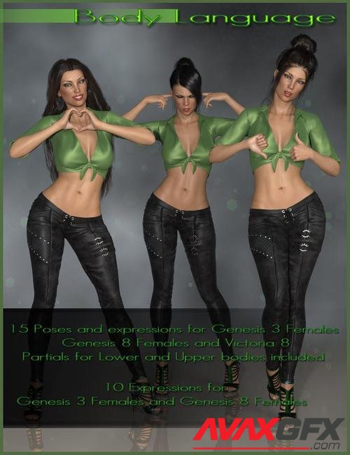 Body Language - Poses and Expressions for Genesis 3 and 8 Female(s)