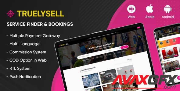 CodeCanyon - TruelySell v2.0.7 - On-demand Service Marketplace, Nearby Service Finder and Bookings (Web + Android + iOS) - 26400110