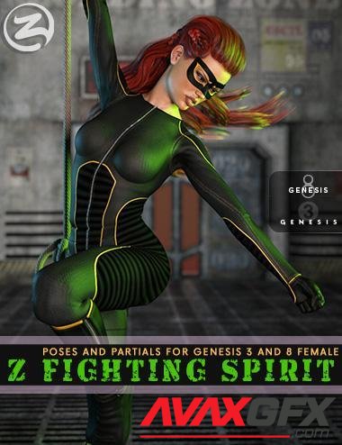 Z Fighting Spirit - Poses and Partials for Genesis 3 and 8 Female