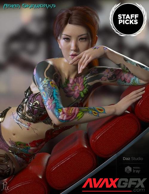 Asian SkinWorks L.I.E. Tattoos for Genesis 3 and 8 Female(s)