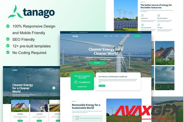ThemeForest - Tanago v1.0.0 - Green Renewable Energy Elementor Template Kit - 34183604