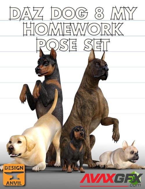 Daz Dog 8 My Homework Pose Set