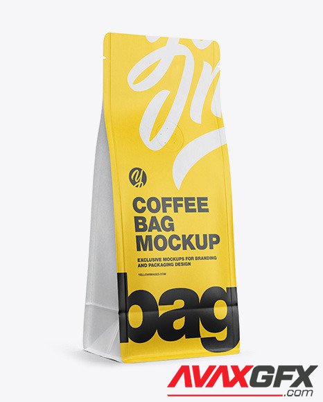 Matte Paper Coffee Bag with Valve Mockup 89845