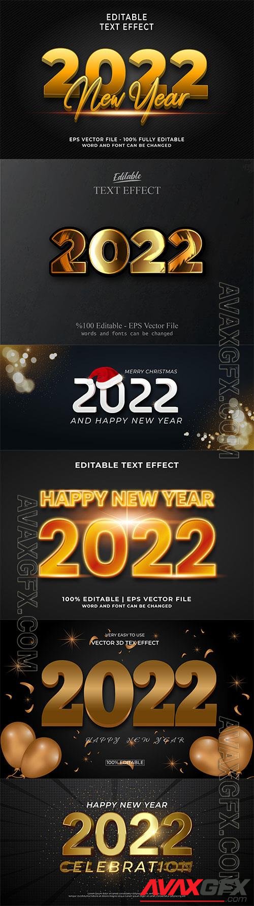 Merry christmas and happy new year 2022 editable vector text effects vol 2