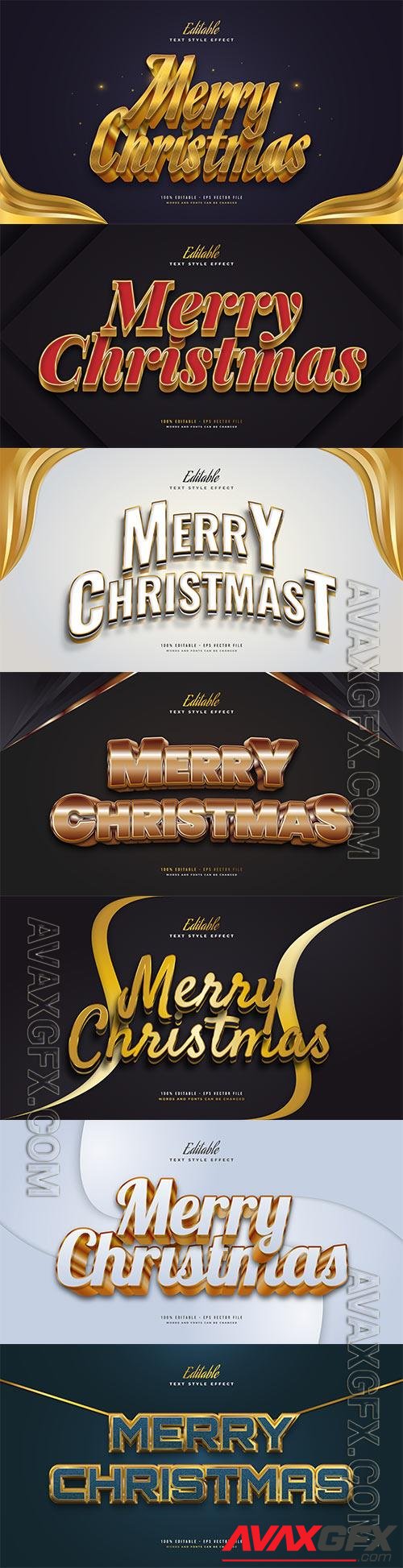 Merry christmas and happy new year 2022 editable vector text effects vol 18