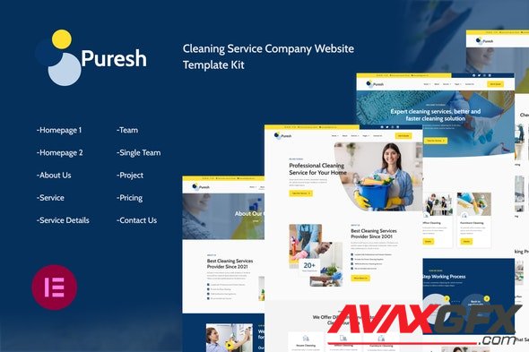 ThemeForest - Puresh v1.0.2 - Cleaning Services Company Elementor Template Kit - 34933878