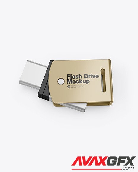 Metallic USB Type C Flash Drive Mockup 88029