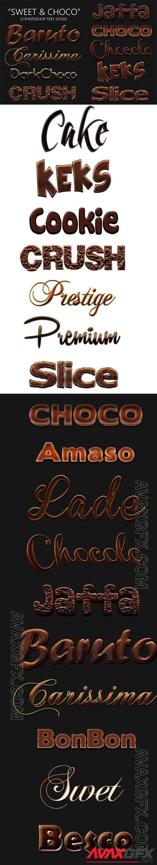 Sweet and Choco 21 Photoshop Styles Psd