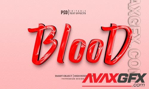 Customizable blood 3d text effects layer style mockup template psd