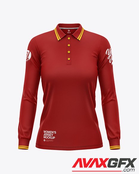 Women's Long Sleeve Polo Shirt Mockup 92189