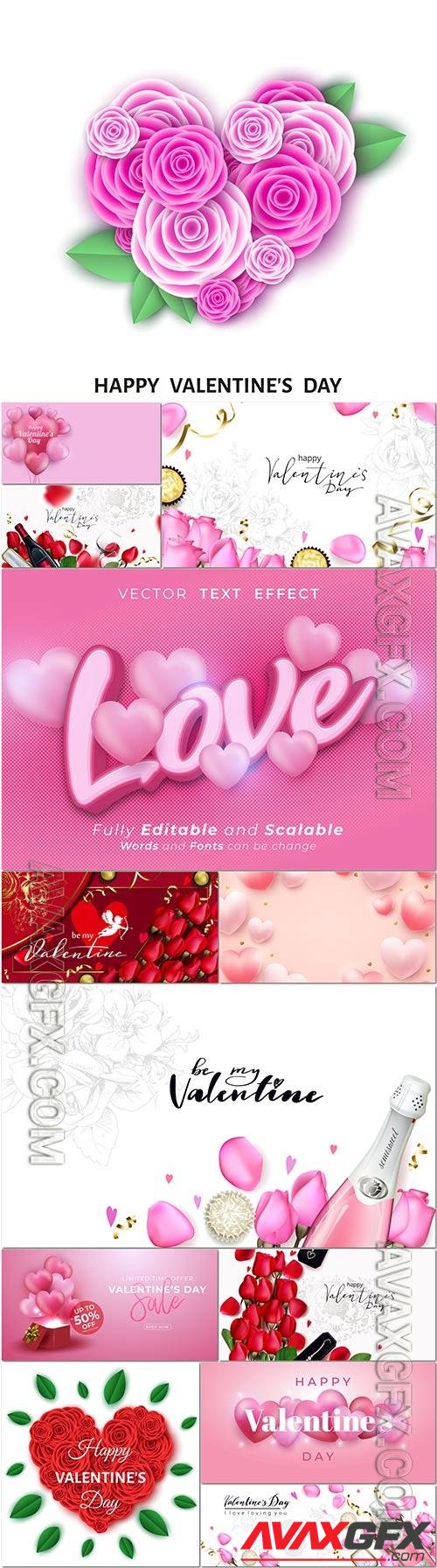 Romantic background with roses for valentine day in vector