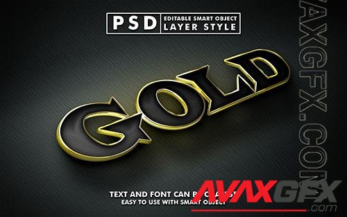 Gold 3d text effect in psd smart object realistic gold texture mock up