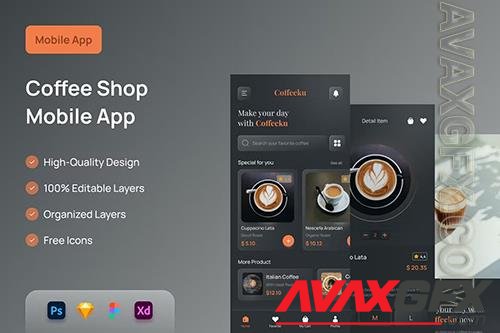 Coffee Shop Mobile App - UI Design GX9J4U9