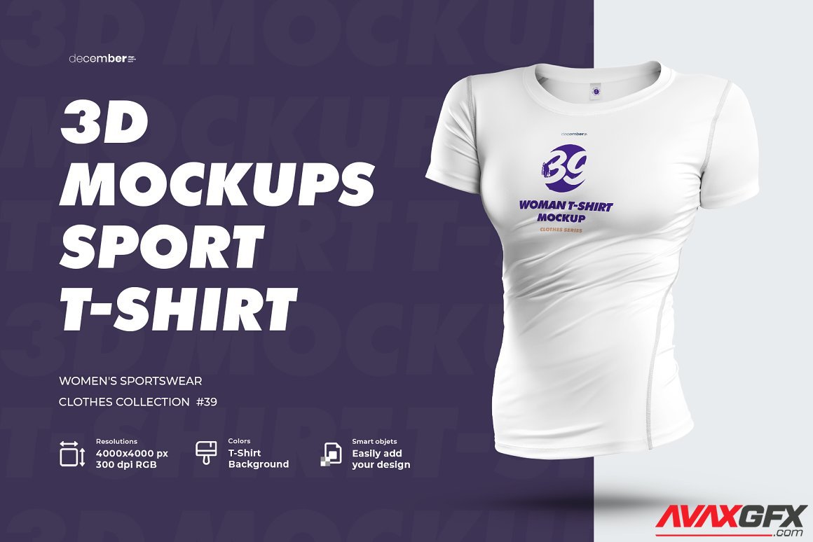 CreativeMarket - 4 Sports 3D Mockup T-Shirt 6521243