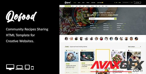ThemeForest - Qefood v1.0 - Community Recipes Sharing HTML Template - 34550985
