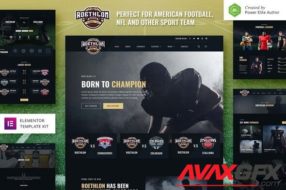 ThemeForest - Roethlon v1.0.0 - American Football NFL Elementor Template Kit - 35588380