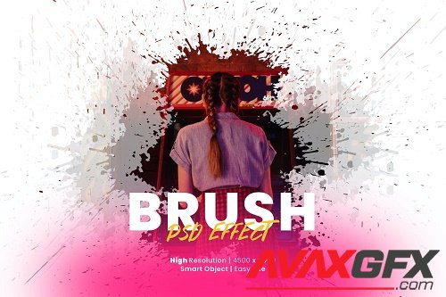 Brush splatter photo effect psd
