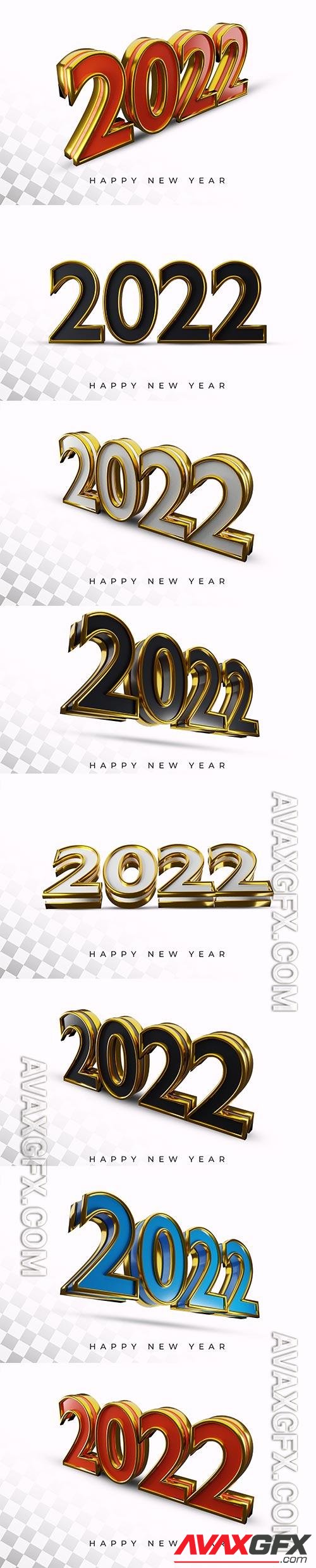 2022 bold number high quality 3d text effect psd