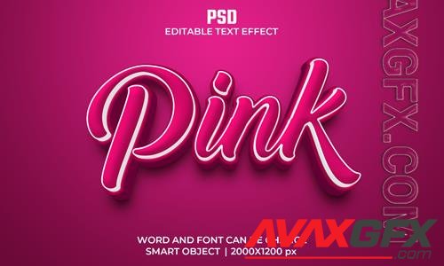 Pink color 3d editable text effect premium psd with background