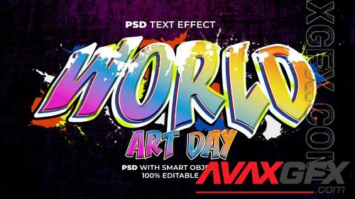World art day text effect graffiti style editable text effect psd