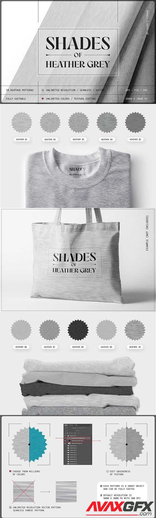 Shades of Heather Grey - Fabric Set - 7000593