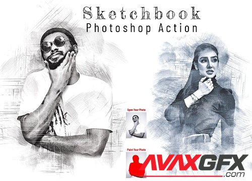 Sketchbook Photoshop Action - 7087403