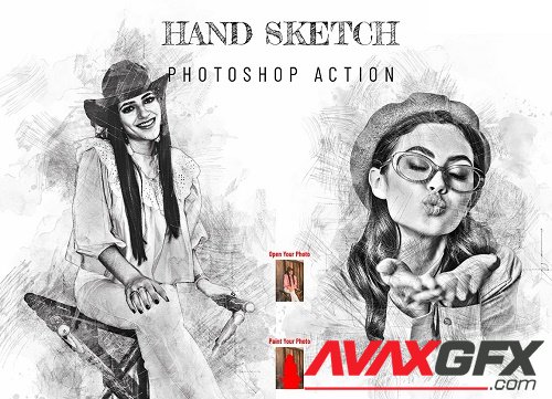 Hand Sketch Photoshop Action - 7099226