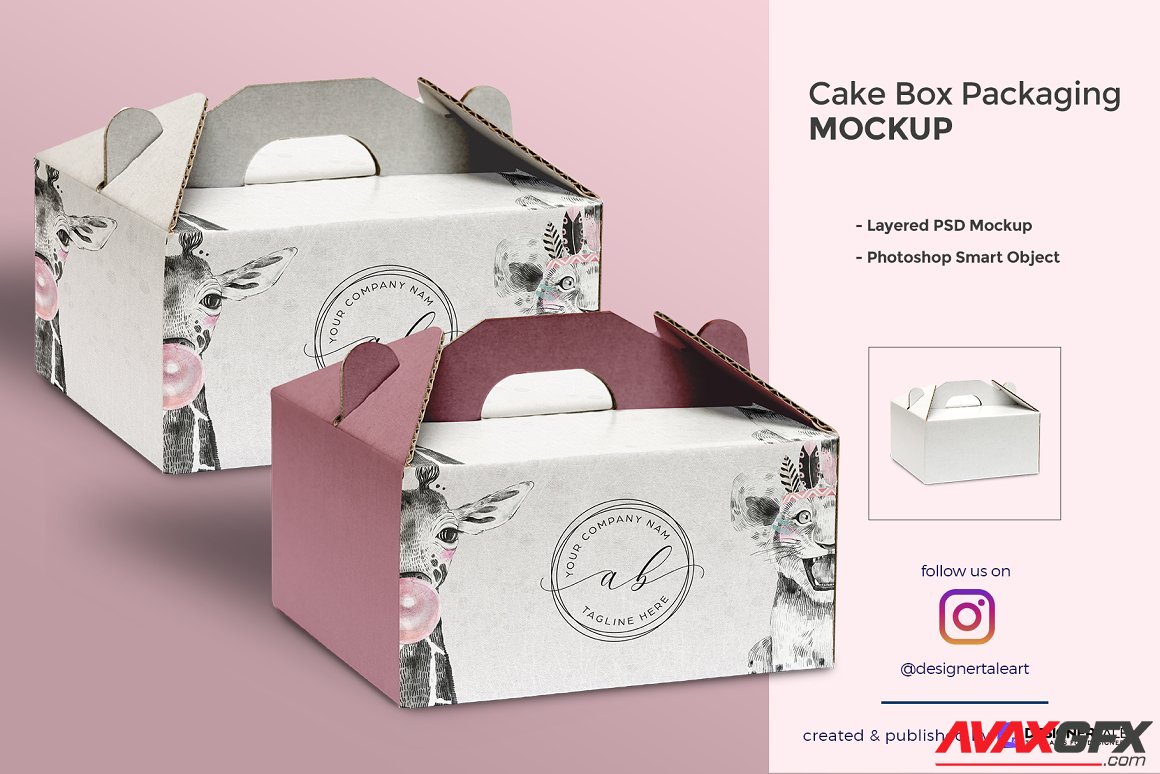 CreativeMarket - Cake Box Packaging Mockup 5276257
