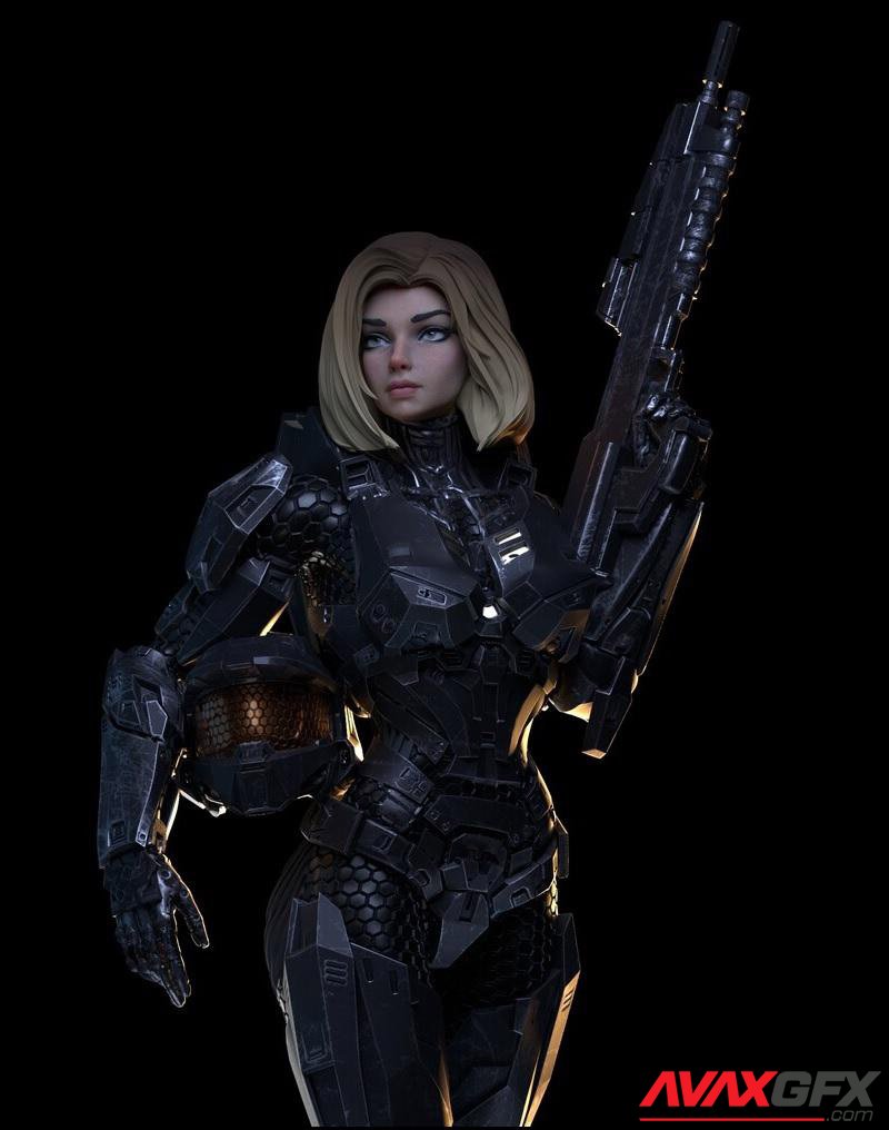 Halo Female Spartan Armored 3D Print