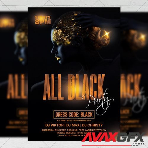 Club A5 Template - All Black Night Party Flyer