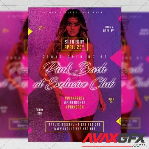 Club A5 Template - Pink Bash Flyer
