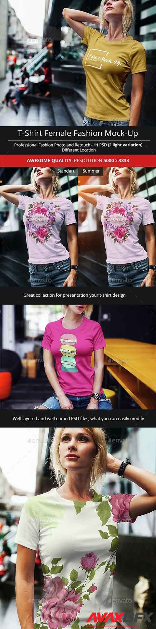 Female T-Shirt Fashion Mock-Up - 14707045