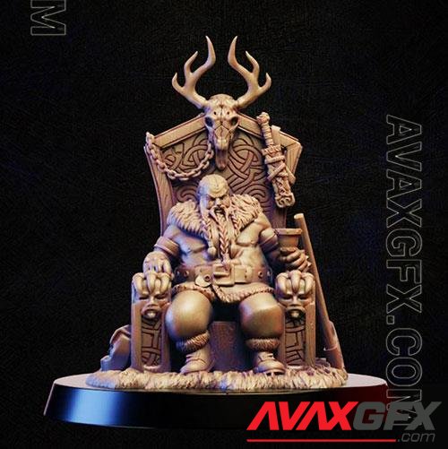 3D Print Model Barbarian konung on throne