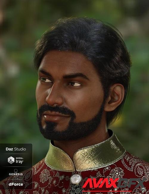 dforce Sanjay Hair and Beard for Genesis 8 Male(s)