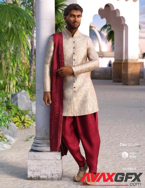dForce Traditional East Indian Outfit for Genesis 8 Male(s)