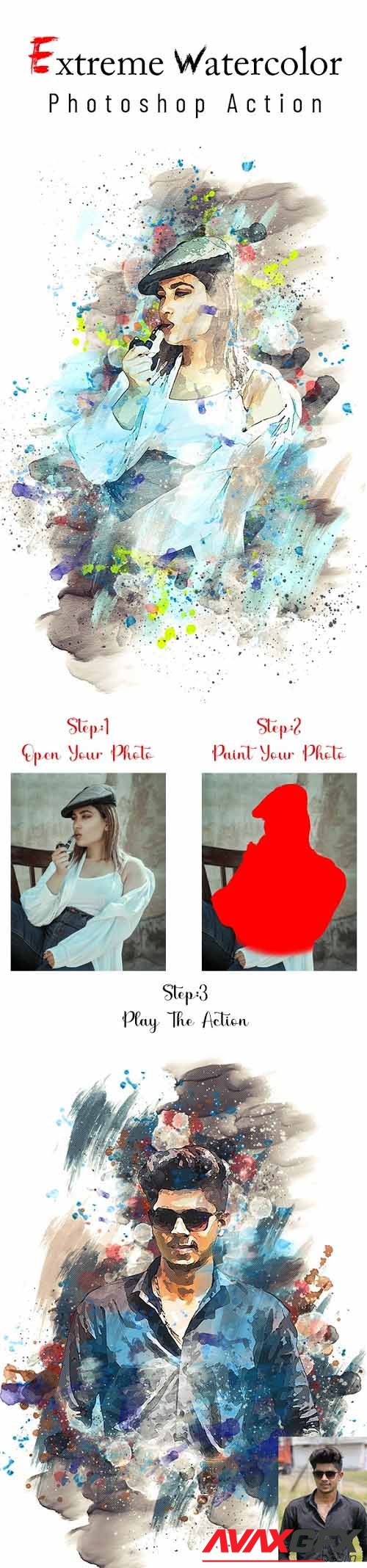 Extreme Watercolor Photoshop Action - 36751605