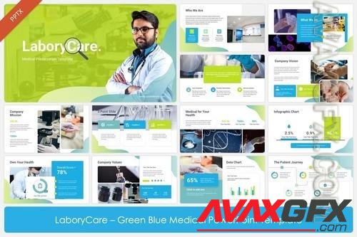 LaboryCare - Green Blue Medical PPT, Keynote and Google Slides Template