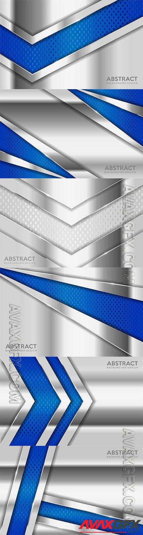 Shinny metal silver background combine with blue textured overlap layer