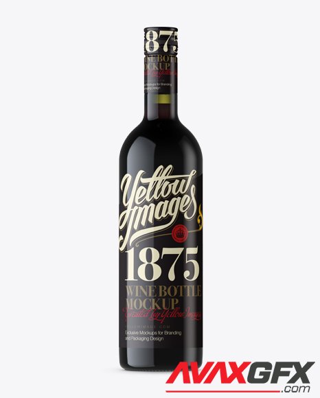 Antique Green Bottle with Red Wine Mockup - Front View 12199 Layered TIF