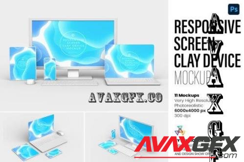 Responsive Screen Clay Device Mockup - 10238383