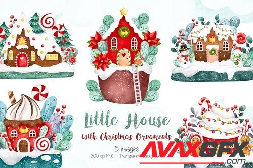 Little House with Christmas Ornaments Clipart MZPNHYM