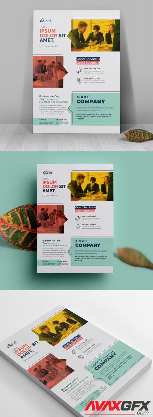 Adobestock - Corporate Flyer with Multicolored Vector Accents Layout 521501876