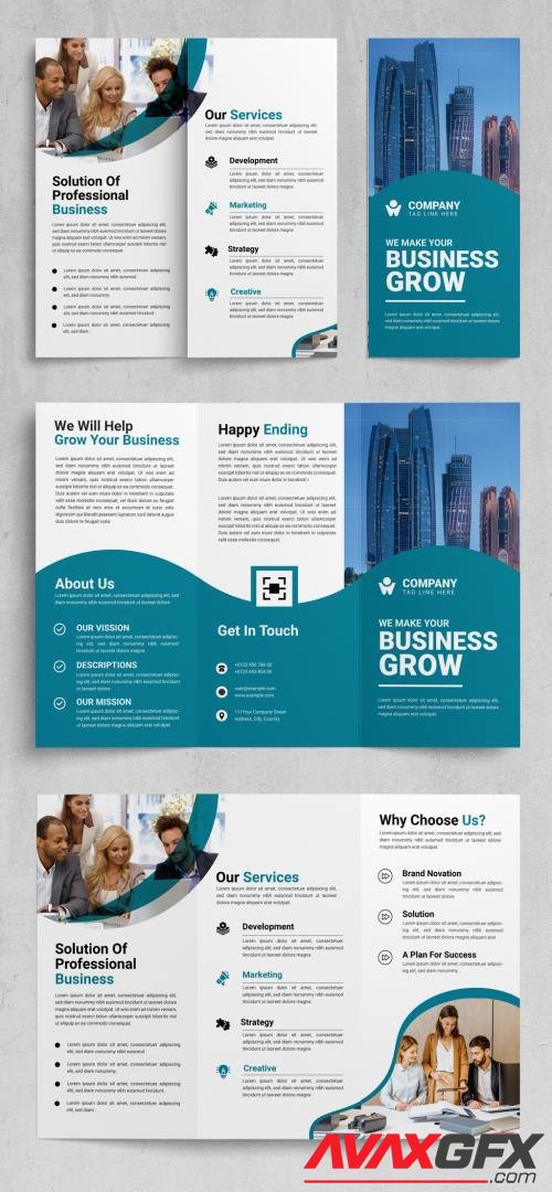 Adobestock - Trifold Brochure Layout with Tale Shades Accent 523830637