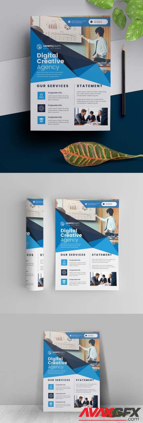 Adobestock - Abstract Blue Corporate Flyer Template 521501875