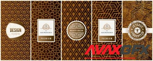 Vector vintage set of design vertical elements labels frames logo packaging luxury design vol 7